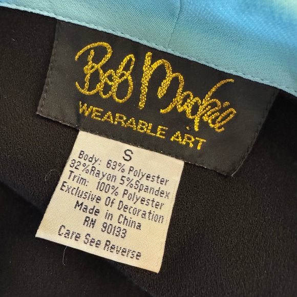 Bob Mackie Wearable Art Black and Blue Embroidered Top - Picture 10 of 11
